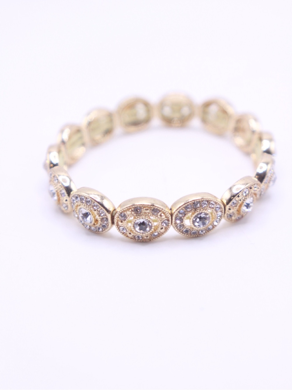 Monet Gold tone Crystal Halo Stretch Bracelet